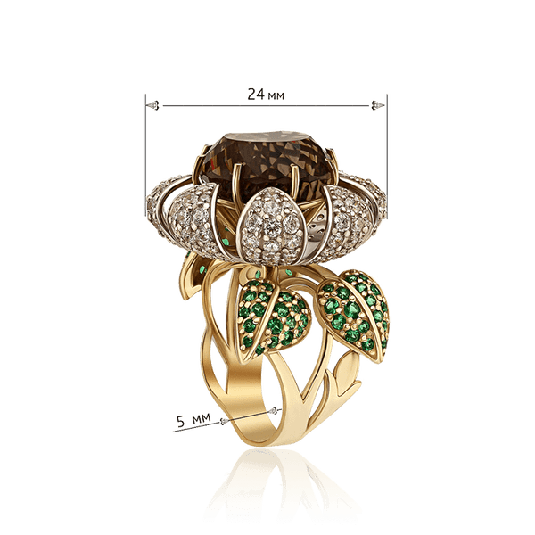 масивное кольцо с дымчатым кварцем и фианитами фото масивное кольцо с дымчатым кварцем и фианитами фото