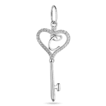 обзорное фото Серебряный кулон-ключ с буквой "С" с фианитами 024763  Серебряные подвески буквы