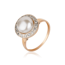обзорное фото Золотое кольцо с жемчугом 345622  Золотые кольца с жемчугом