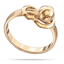 обзорное фото Двойное золотое кольцо с шариком и двумя переплетенными кругами под ним 040382 Золотые кольца без вставок обзорное фото Двойное золотое кольцо с шариком и двумя переплетенными кругами под ним 040382  Золотые кольца без вставок