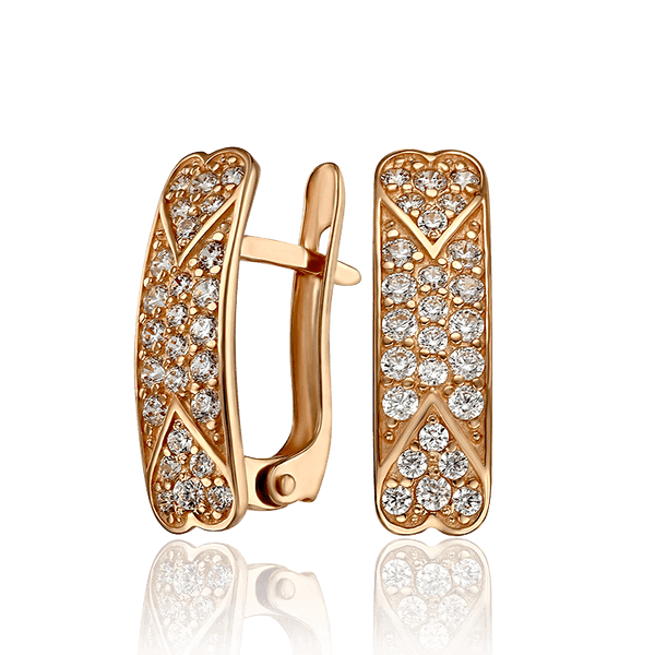 Золотые серьги с россыпью фианитов Два Сердца 033490 детальное изображение ювелирного изделия Золотые серьги Золотые серьги с россыпью фианитов Два Сердца 033490 детальное изображение ювелирного изделия Золотые серьги