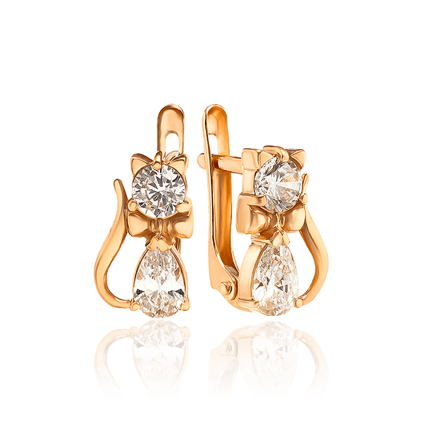 Золотые серьги в виде Котика с фианитами 033928 детальное изображение ювелирного изделия Золотые серьги Золотые серьги в виде Котика с фианитами 033928 детальное изображение ювелирного изделия Золотые серьги