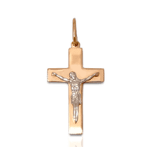 обзорное фото Золотой крестик с распятием 031876 Крестики мужские обзорное фото Золотой крестик с распятием 031876  Крестики мужские