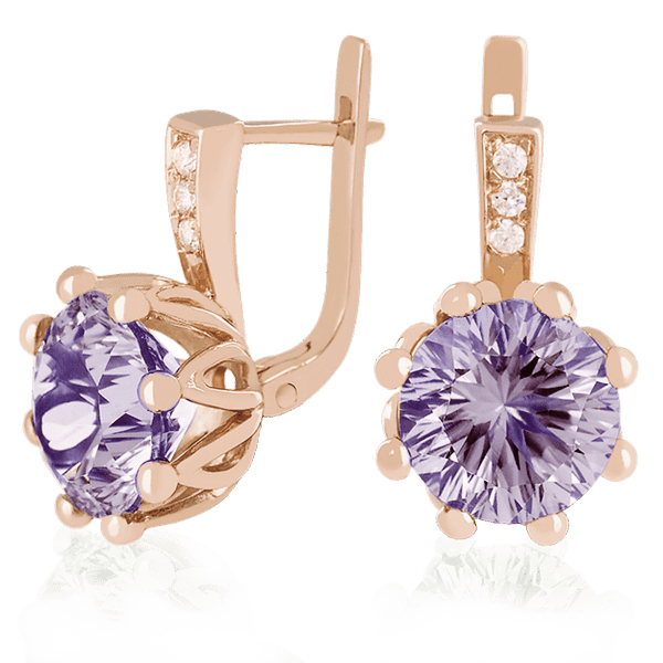 Золотые серьги с аметистом 023424 детальное изображение ювелирного изделия Золотые серьги с аметистом Золотые серьги с аметистом 023424 детальное изображение ювелирного изделия Золотые серьги с аметистом
