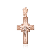 обзорное фото Золотой нательный крестик с Распятием 028753  Крестики мужские