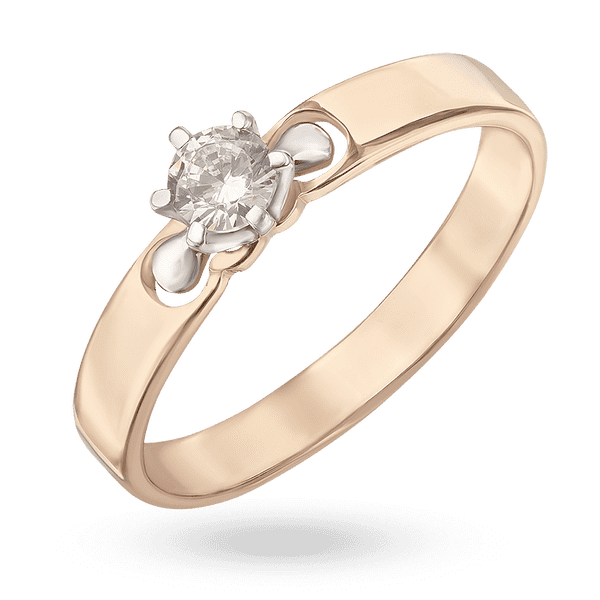 Каблучка для заручин з червоного золота з фіанітом 028578 детальне зображення ювелірного виробу