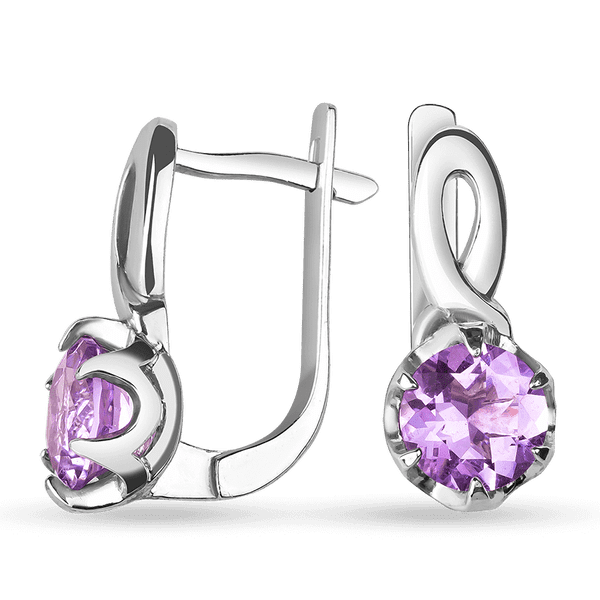 Серьги серебряные с аметистом Кинодива 026746 детальное изображение ювелирного изделия Серебряные серьги с камнями Серьги серебряные с аметистом Кинодива 026746 детальное изображение ювелирного изделия Серебряные серьги с камнями