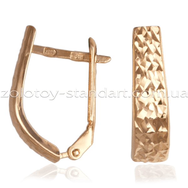Золотые серьги без вставок с алмазной гранью на английском замке 023092 детальное изображение ювелирного изделия Золотые серьги с английским замком Золотые серьги без вставок с алмазной гранью на английском замке 023092 детальное изображение ювелирного изделия Золотые серьги с английским замком
