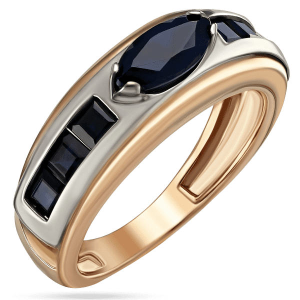Женское кольцо с сапфирами в красном и белом золоте 585 пробы 039658 детальное изображение ювелирного изделия Золотые кольца с сапфиром Женское кольцо с сапфирами в красном и белом золоте 585 пробы 039658 детальное изображение ювелирного изделия Золотые кольца с сапфиром