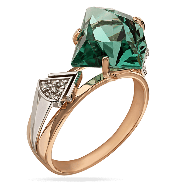 Золотое кольцо с зеленым кварцем и фианитами оригинальное 034420 детальное изображение ювелирного изделия Золотые кольца Золотое кольцо с зеленым кварцем и фианитами оригинальное 034420 детальное изображение ювелирного изделия Золотые кольца