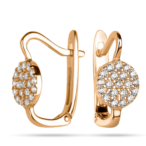 Золотые серьги с круглой вставкой из фианитов 035847 детальное изображение ювелирного изделия Золотые серьги с фианитом Золотые серьги с круглой вставкой из фианитов 035847 детальное изображение ювелирного изделия Золотые серьги с фианитом