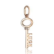 обзорное фото Золотой кулон ключик с фианитом Счастливчик 037086 Золотые кулоны с фианитом обзорное фото Золотой кулон ключик с фианитом Счастливчик 037086  Золотые кулоны с фианитом