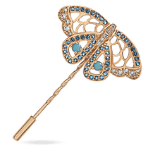 обзорное фото Брошь Бабочка с фианитами в красном золоте 033669 Золотые броши обзорное фото Брошь Бабочка с фианитами в красном золоте 033669  Золотые броши