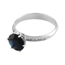 обзорное фото Кольцо в белом золоте с сапфиром и бриллиантами 026554 Золотые кольца с сапфиром обзорное фото Кольцо в белом золоте с сапфиром и бриллиантами 026554  Золотые кольца с сапфиром