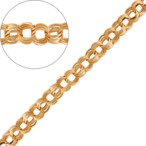 обзорное фото Золотая цепочка тройной дутый Бисмарк 9600209-9  Золотые цепочки пустотелые
