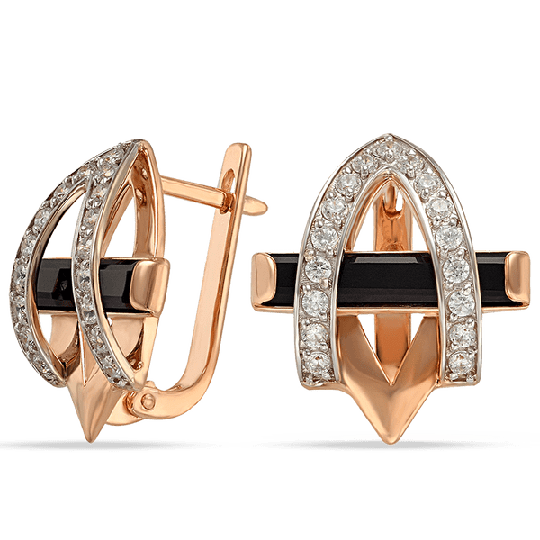 Золоті сережки з агатом і фіанітами 031697 детальне зображення ювелірного виробу Золоті сережки з агатом і фіанітами 031697 детальне зображення ювелірного виробу