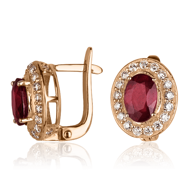 Золотые серьги с рубином и бриллиантами на английском замке 026371 детальное изображение ювелирного изделия Золотые серьги с рубином Золотые серьги с рубином и бриллиантами на английском замке 026371 детальное изображение ювелирного изделия Золотые серьги с рубином