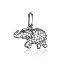 обзорное фото Серебряный кулон Слоник с фианитами 031303  Серебряные подвески со вставками