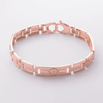 обзорное фото Стильный мужской браслет из красного золота 585 пробы с болтами без вставок 041135  Золотые браслеты без камней