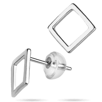 обзорное фото Серьги - пусеты в виде квадрата из серебра 925 пробы без вставок 039559  Серебряные серьги без вставок