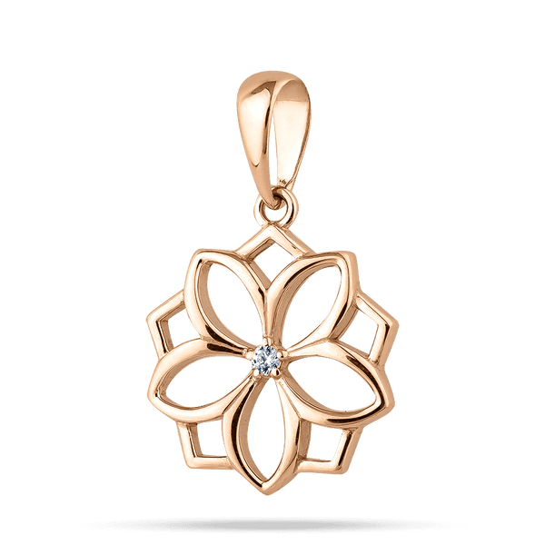 Золотой подвес с 5-угольником и цветком с камушком фианитом 040019 детальное изображение ювелирного изделия Золотые кулоны с фианитом Золотой подвес с 5-угольником и цветком с камушком фианитом 040019 детальное изображение ювелирного изделия Золотые кулоны с фианитом