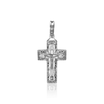 обзорное фото Серебряный крестик 925 пробы с эмалью и фианитами 034450  Серебряные подвески крестики
