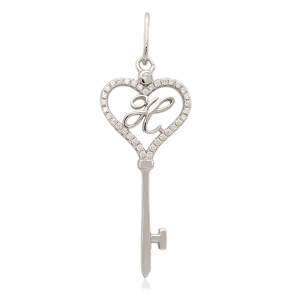 Серебряный кулон-ключ с буквой "Н" с фианитами 024765 детальное изображение ювелирного изделия Серебряные подвески буквы Серебряный кулон-ключ с буквой "Н" с фианитами 024765 детальное изображение ювелирного изделия Серебряные подвески буквы