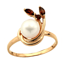обзорное фото Кольцо с жемчугом 320982  Золотые кольца с жемчугом