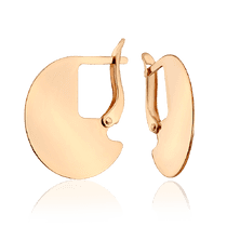 обзорное фото Зеркальные сережки золотые с английским замком 034001  Золотые серьги