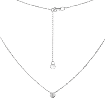 обзорное фото Колье якорного плетения в белом золоте с фианитом в глухой закрепке на карабине 041006  Золотые колье с камнями