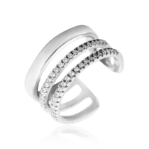 обзорное фото Серебряное фаланговое кольцо тройное с фианитами 035635  Серебряные кольца