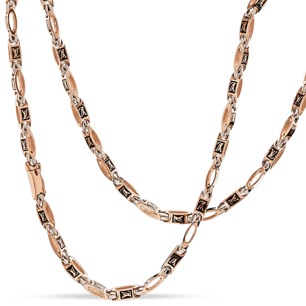 Стильний чоловічий ланцюг в комбінованому золоті та емаллю 038621 детальне зображення ювелірного виробу Стильний чоловічий ланцюг в комбінованому золоті та емаллю 038621 детальне зображення ювелірного виробу