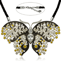 обзорное фото Серебряное колье Бабочка с фианитами 034895 Серебряные цепочки обзорное фото Серебряное колье Бабочка с фианитами 034895  Серебряные цепочки