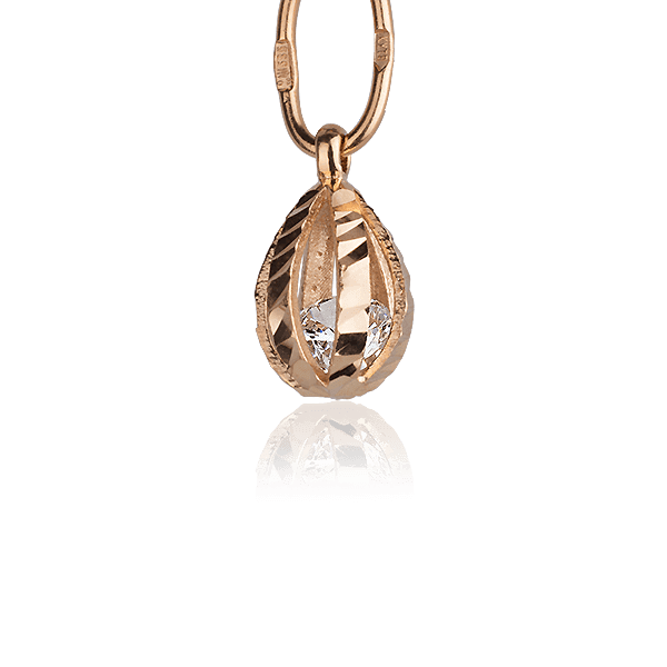Золотой кулон капля с фианитом фото Золотой кулон капля с фианитом фото