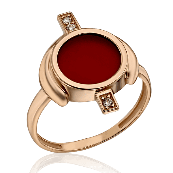 Каблучка з червоною емаллю в золоті 585 проби 033842 детальне зображення ювелірного виробу Каблучка з червоною емаллю в золоті 585 проби 033842 детальне зображення ювелірного виробу