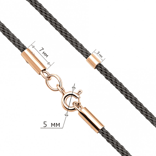 Черный шелковый шнурок с золотыми вставками на шпрингельной застежке Черный шелковый шнурок с золотыми вставками на шпрингельной застежке