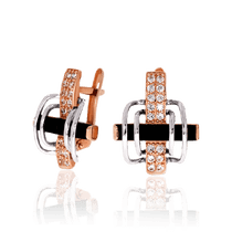 оглядове фото Золоті сережки з агатом і фіанітами 029048 оглядове фото Золоті сережки з агатом і фіанітами 029048