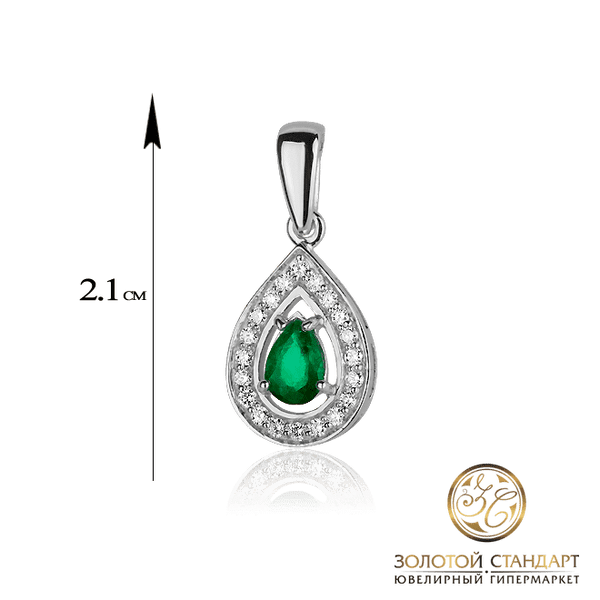 Золотой кулон Капля с изумрудом и бриллиантами Золотой кулон Капля с изумрудом и бриллиантами