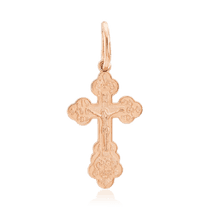 обзорное фото Золотой крестик православный Распятие 036527 Золотые подвески обзорное фото Золотой крестик православный Распятие 036527  Золотые подвески