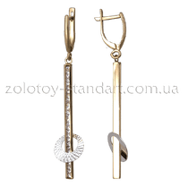 обзорное фото Золотые серьги 567104 Золотые серьги с фианитом обзорное фото Золотые серьги 567104  Золотые серьги с фианитом