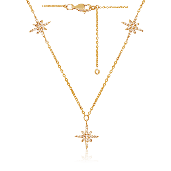 Женское колье из золота Звездочки с фианитами 036969 детальное изображение ювелирного изделия Золотые цепочки Женское колье из золота Звездочки с фианитами 036969 детальное изображение ювелирного изделия Золотые цепочки
