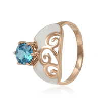 обзорное фото Массивное золотое кольцо с эмалью и топазом 028634 Золотые кольца с топазом обзорное фото Массивное золотое кольцо с эмалью и топазом 028634  Золотые кольца с топазом