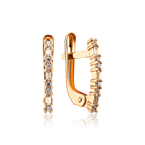 обзорное фото Золотые серьги с фианитами английский замок 035479  Золотые серьги