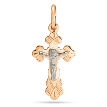 обзорное фото Детский золотой крестик с Распятием 035791  Детский золотой крестик
