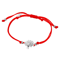 обзорное фото Серебряный красный шелковый браслет Дерево Жизни с белыми фианитами 039670 Браслеты красная нить обзорное фото Серебряный красный шелковый браслет Дерево Жизни с белыми фианитами 039670  Браслеты красная нить