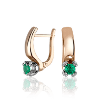 обзорное фото Золотые серьги с бриллиантами и изумрудами 029630 Золотые серьги с изумрудами обзорное фото Золотые серьги с бриллиантами и изумрудами 029630  Золотые серьги с изумрудами