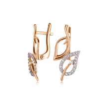 обзорное фото Золотые серьги с цирконием 420815  Золотые серьги с фианитом