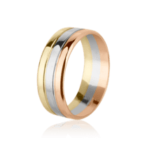 обзорное фото Обручальное кольцо из трех видов золота К11557  Классические обручальные кольца из золота
