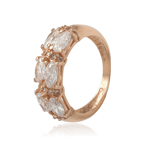 Золотое кольцо с фианитами 028667 детальное изображение ювелирного изделия Золотые кольца с фианитом Золотое кольцо с фианитами 028667 детальное изображение ювелирного изделия Золотые кольца с фианитом