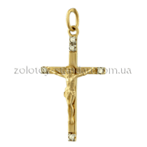 обзорное фото Золотой нательный крестик с Иисусом 3329  Золотые крестики